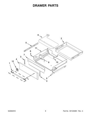 Drawer Parts Diagram and Parts List for YMES8800FZ2  Maytag Range
