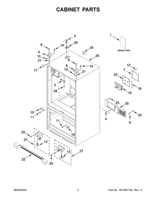Cabinet Parts Diagram and Parts List for MFI2570FEB09  Maytag Refrigerator