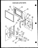 DOOR AND LATCH PARTS Diagram and Parts List for EKT-396  Caloric Microwave Oven Combo