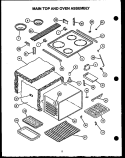 MAIN TOP AND OVEN ASSY Diagram and Parts List for FDU-248-2WW  Amana Range