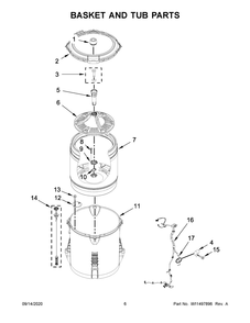 Basket And Tub Parts Diagram and Parts List for NTW4519JW1  Maytag Washer