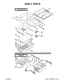 Shelf Parts Diagram and Parts List for MFF2055YEB01  Maytag Refrigerator