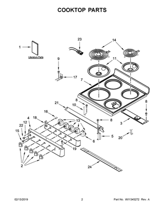 Cooktop Parts Diagram and Parts List for AEP222VAW3  Maytag Range