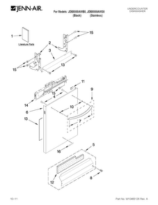 Door And Panel Parts Diagram and Parts List for JDB8000AWB0  Jenn-Air Dishwasher