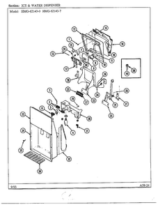 Ice And Water Dispenser Diagram and Parts List for 62143-0A  Admiral Refrigerator