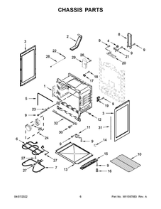 Chassis Parts Diagram and Parts List for YAER6303MFS5  Amana Range