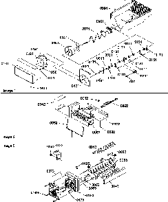 Ice Bucket Auger, Ice Maker Assy, & Ice Maker Parts Diagram and Parts List for SXD322S2L-P1305702WL  Amana Refrigerator