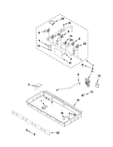 Burner Box, Gas Valves, And Switches Diagram and Parts List for JDRP436WP01  Jenn-Air Range