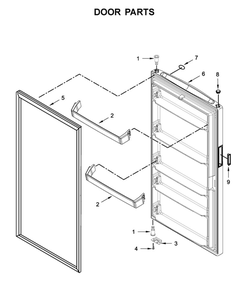 Door Parts Diagram and Parts List for AZF33X16DW06  Amana Freezer