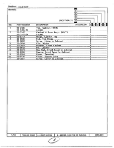 Cabinet Page 2 Diagram and Parts List for 8750A  Norge Dryer