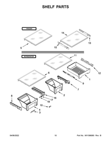Shelf Parts Diagram and Parts List for MRT311FFFE01  Maytag Refrigerator