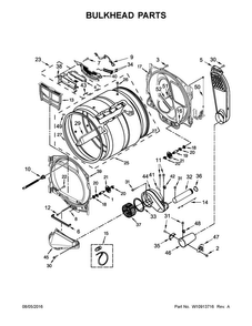 Bulkhead Parts Diagram and Parts List for 7MMGDB855EC2  Maytag Dryer
