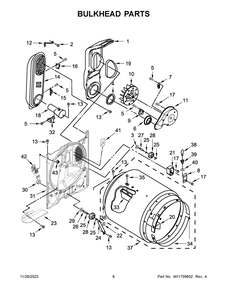 Bulkhead Parts Diagram and Parts List for MGD5430PBK0  Maytag Dryer