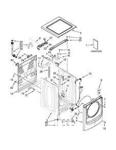 Top And Cabinet Parts Diagram and Parts List for MHW9000YR0  Maytag Washer