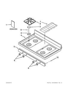 Part Location Diagram of WPW10165812 Whirlpool Burner Grate