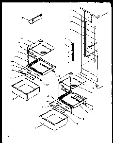 Refrigerator Shelving And Drawers Diagram and Parts List for SXD20NPW-P1162505WW  Amana Refrigerator
