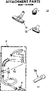 Attachment Parts Diagram and Parts List for 11620820  Kenmore Canister Vacuum