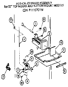 Icemaker  Add On Diagram and Parts List for 85978-P1117004W  Amana Refrigerator