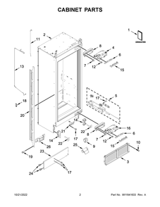 Cabinet Parts Diagram and Parts List for JBZFL24IGX10  Jenn-Air Freezer