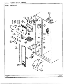 Freezer Compartment Diagram and Parts List for 301040  Admiral Refrigerator