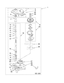 Gearcase Parts Diagram and Parts List for 7MMTS0500WW0  Maytag Washer