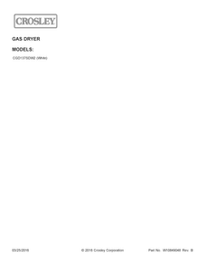 Cover Sheet Diagram and Parts List for CGD137SDW2  Crosley Dryer