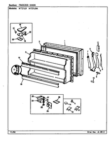 Freezer Door Diagram and Parts List for NT21L9A CA75A Admiral Refrigerator