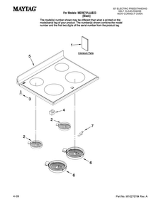 Cooktop Parts Diagram and Parts List for MER6751AAB23  Maytag Range