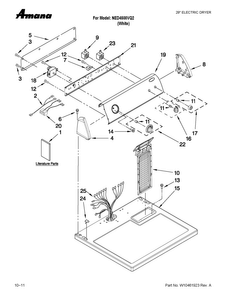 Top And Console Parts Diagram and Parts List for NED4500VQ2  Amana Dryer