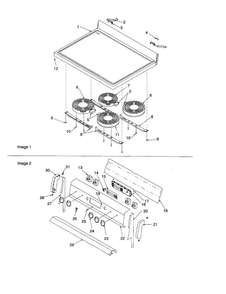 Main Top And Backguard Diagram and Parts List for ART6002W-P1143652NW  Amana Range