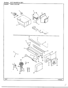 Ice Maker And Bin Diagram and Parts List for 22512-0B  Admiral Refrigerator