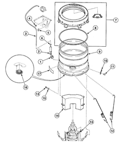 Tub Assy Diagram and Parts List for SWTT21WN  Speed Queen Washer