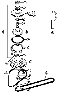 Clutch, Brake & Belts Diagram and Parts List for LAT8014ABL  Maytag Washer