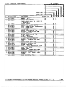 Freezer Compartment Diagram and Parts List for HMG211470  Admiral Refrigerator