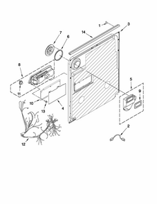 Inner Door Parts Diagram and Parts List for MDBTT53AWW3  Maytag Dishwasher