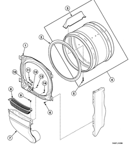 Cylinder Diagram and Parts List for SDE607LF  Speed Queen Dryer