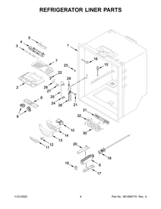 Refrigerator Liner Parts Diagram and Parts List for MRFF5033PZ01  Maytag Refrigerator