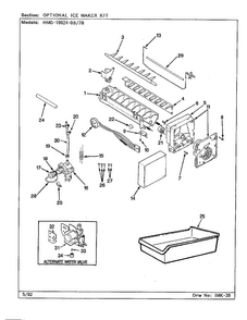 Optional Ice Maker Kit Diagram and Parts List for 19924-0A  Admiral Refrigerator