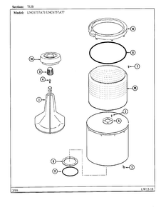 Tub Diagram and Parts List for 6757A77  Norge Washer