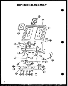 Tob Burner Assembly Diagram and Parts List for RLS348UCO P1141105NL Caloric Range