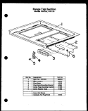 RANGE TOP SECTION Diagram and Parts List for FDU160  Amana Range