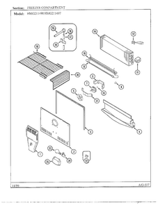 Freezer Compartment Diagram and Parts List for HMG211490  Admiral Refrigerator