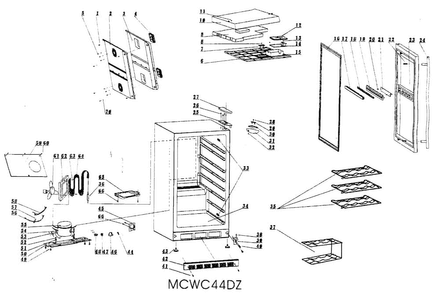 Cabinet Parts Diagram and Parts List for MCWC44DSZ  Magic Chef Wine and Beverage Cooler