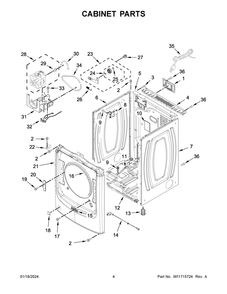 Cabinet Parts Diagram and Parts List for MGD5630HC4  Maytag Dryer
