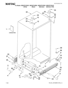 Cabinet Parts Diagram and Parts List for MSD2572VES01  Maytag Refrigerator