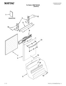 Door And Panel Parts Diagram and Parts List for MDB7760SAS0  Maytag Dishwasher