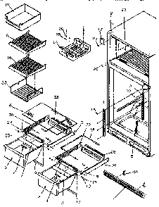 Cabinet Shelving Diagram and Parts List for TR21S4W-P1196104WW  Amana Refrigerator