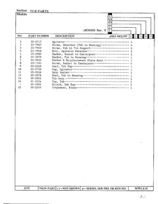 Tub Parts Page 2 Diagram and Parts List for 6640A REV K Norge Washer