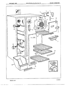 Freezer Compartment Diagram and Parts List for 21374A  Admiral Refrigerator
