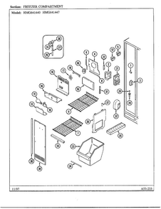 Freezer Compartment Diagram and Parts List for 641440  Admiral Refrigerator